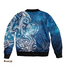 Matariki Galaxy Bomber Jacket Maori Taniko Pattern LT9
