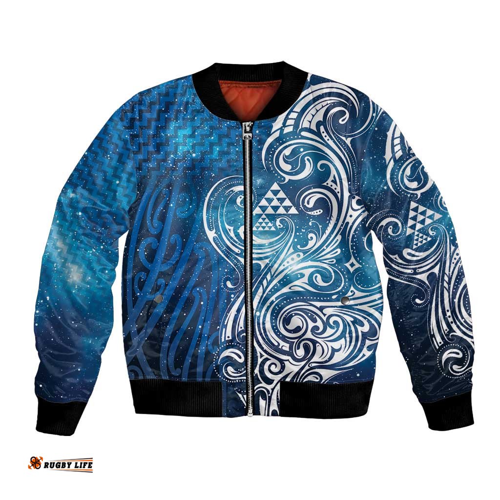 Matariki Galaxy Bomber Jacket Maori Taniko Pattern LT9