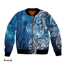 Matariki Galaxy Bomber Jacket Maori Taniko Pattern LT9