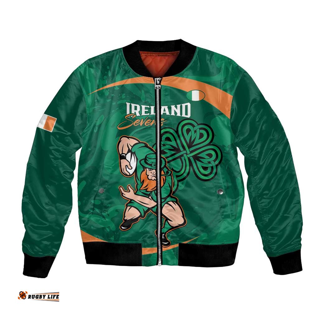 Custom Ireland Rugby Sevens Bomber Jacket Go Champions Irish Shamrock LT14