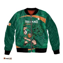Custom Ireland Rugby Sevens Bomber Jacket Go Champions Irish Shamrock LT14