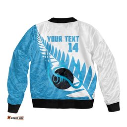 New Zealand Lawn Bowls Prostate Cancer Custom Bomber Jacket Aotearoa Maori Silver Fern Blue Ribbon LT14