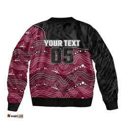 Custom Sea Eagles Bomber Jacket Bird Mascot With Aboriginal Indigenous DT05