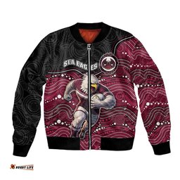Custom Sea Eagles Bomber Jacket Bird Mascot With Aboriginal Indigenous DT05