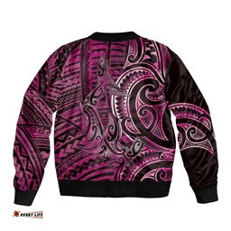 New Zealand Hammerhead Shark Bomber Jacket Maori Haehae Mangopare Pink LT14