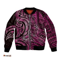 New Zealand Hammerhead Shark Bomber Jacket Maori Haehae Mangopare Pink LT14