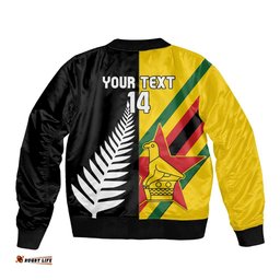 Custom New Zealand and Zimbabwe Bomber Jacket NZ Fern Zim Flag Half Style LT14