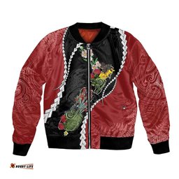 New Zealand Christmas Bomber Jacket Flora Map with Birds LT7