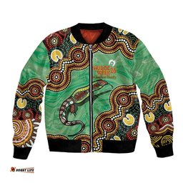 Personalised Australia Goanna NAIDOC Week 2026 Bomber Jacket 50 Years of Deadly Aboriginal Art LT14