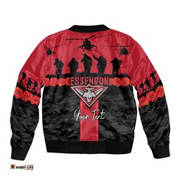 Personalised Essendon Football ANZAC Day Bomber Jacket Bombers Poppy Lest We Forget LT14