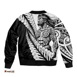 Koru Fern New Zealand Maori Tribal Warrior Bomber Jacket LT9