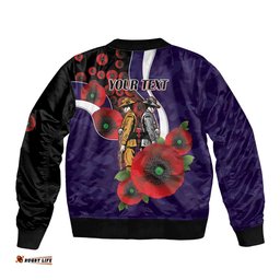 Fremantle Dockers ANZAC Personalised Bomber Jacket Lest We Forget Poppy Camo LT9