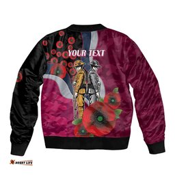 Manly Warringah Sea Eagles ANZAC Personalised Bomber Jacket Lest We Forget Poppy Camo LT9