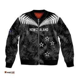 Custom New Zealand Silver Fern Football Bomber Jacket Go Aotearoa Grunge Black LT14