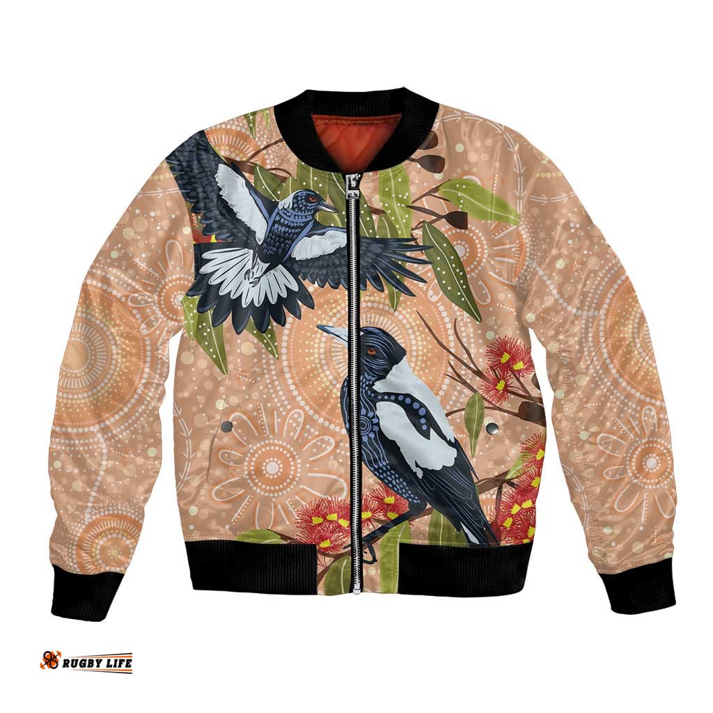 Magpies On Eucalyptus Australia Aboriginal Bomber Jacket LT7