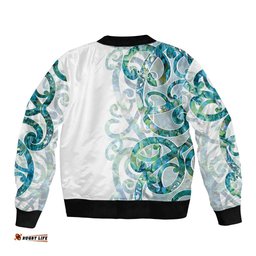 Paua Shell Maori Bomber Jacket Koru Kowhaiwhai LT7
