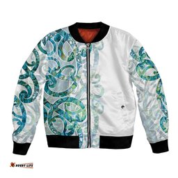 Paua Shell Maori Bomber Jacket Koru Kowhaiwhai LT7