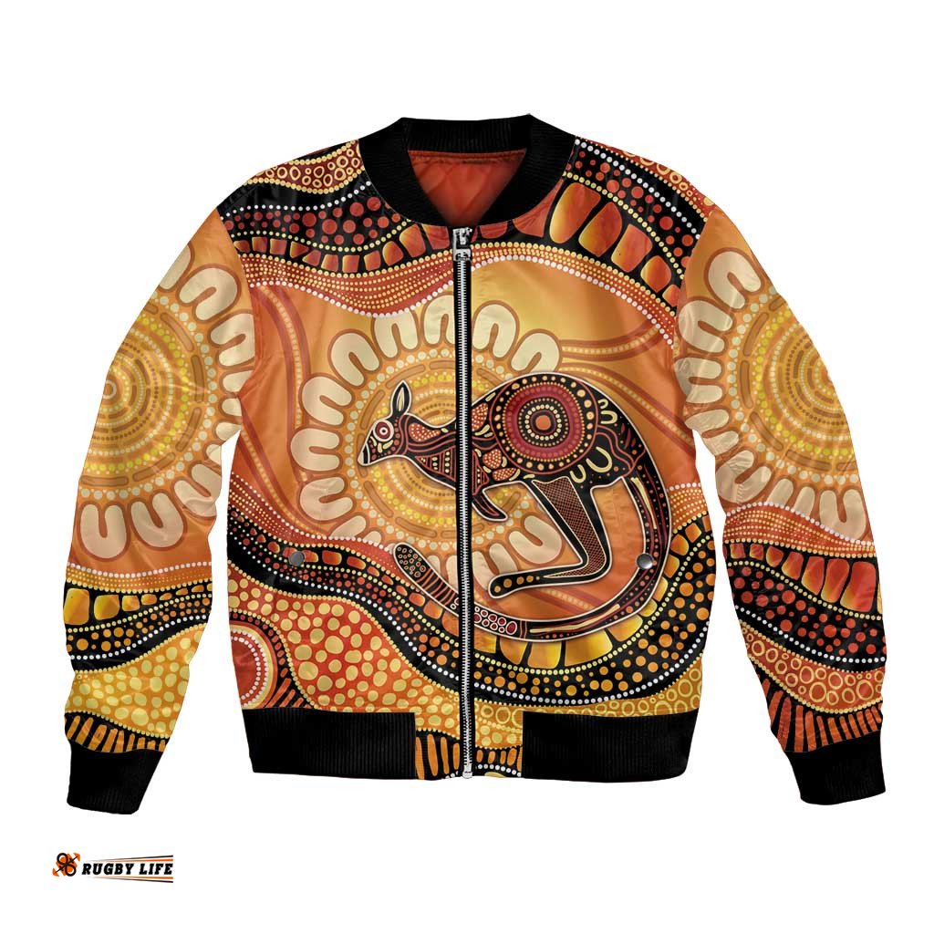 Indigenous Kangaroo Australia Bomber Jacket Australian Aboriginal Art Proud LT14