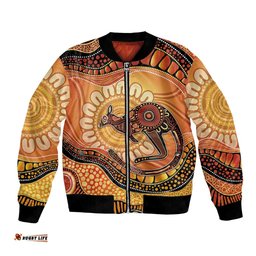 Indigenous Kangaroo Australia Bomber Jacket Australian Aboriginal Art Proud LT14