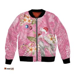Joyful Pink Cockatoo Bomber Jacket Australia Christmas Vibes LT9