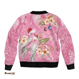 Joyful Pink Cockatoo Bomber Jacket Australia Christmas Vibes LT9