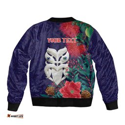 Maori Wheku Meri Kirihimete Personalised Bomber Jacket All Blue Indigenous Maori Motif LT9