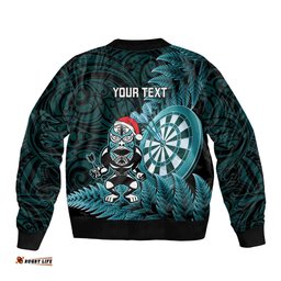 Personalised New Zealand Darts Christmas Bomber Jacket Maori Fern Merry Dartsmas LT14