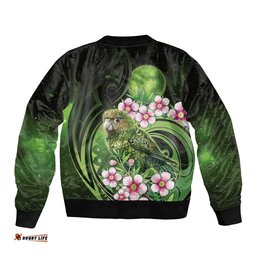 New Zealand Aotearoa Kakapo Bomber Jacket Maori Pattern With Manuka Galaxy Style LT05