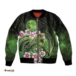New Zealand Aotearoa Kakapo Bomber Jacket Maori Pattern With Manuka Galaxy Style LT05
