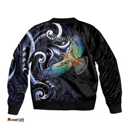 New Zealand Kea Bird Personalised Bomber Jacket Maori Tribal Koru Art LT9