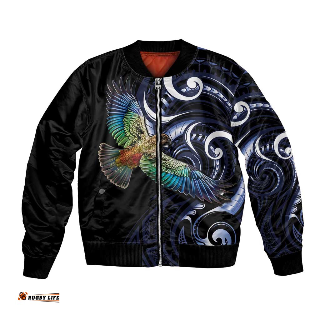 New Zealand Kea Bird Personalised Bomber Jacket Maori Tribal Koru Art LT9