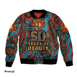 NAIDOC Week 26 Bomber Jacket 50 Years of Deadly Aboriginal Motif LT03