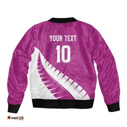 Custom New Zealand Cricket Bomber Jacket Kiwi Birds Haka Dance Pink Fern Sporty Style LT03
