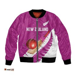 Custom New Zealand Cricket Bomber Jacket Kiwi Birds Haka Dance Pink Fern Sporty Style LT03