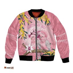Personalised Galah Australia Day Bomber Jacket 26th January Golden Wattle Pink Color LT14