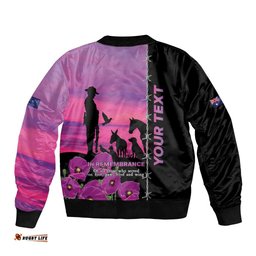 Personalised ANZAC War Animals Bomber Jacket Lest We Forget Memorial LT15