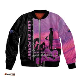 Personalised ANZAC War Animals Bomber Jacket Lest We Forget Memorial LT15