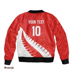 Custom New Zealand Cricket Bomber Jacket Kiwi Birds Haka Dance Red Fern Sporty Style LT03