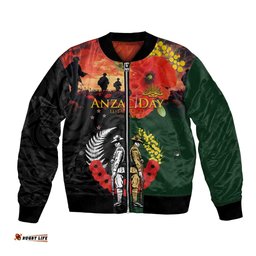 New Zealand and Australia ANZAC Day Bomber Jacket Lest We Forget Indigenous and Maori Pattern LT03