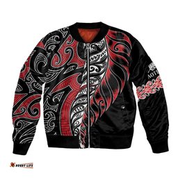 Koru Fern New Zealand Bomber Jacket Maori Tribal Pattern LT9