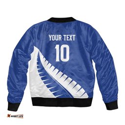 Custom New Zealand Cricket Bomber Jacket Kiwi Birds Haka Dance Blue Fern Sporty Style LT03