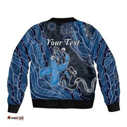 Personalised Autism Awareness Bomber Jacket Hope Ribbon And Aboriginal Patterns DT05