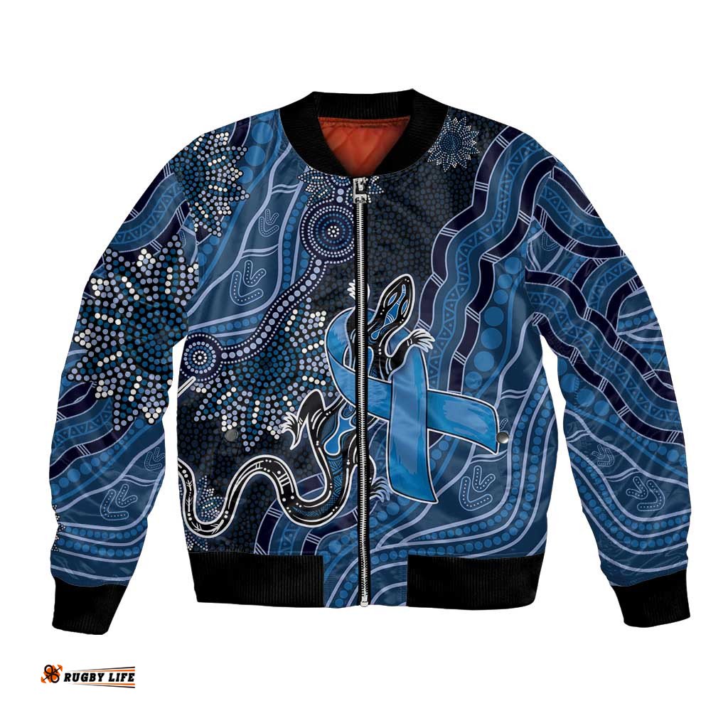 Personalised Autism Awareness Bomber Jacket Hope Ribbon And Aboriginal Patterns DT05