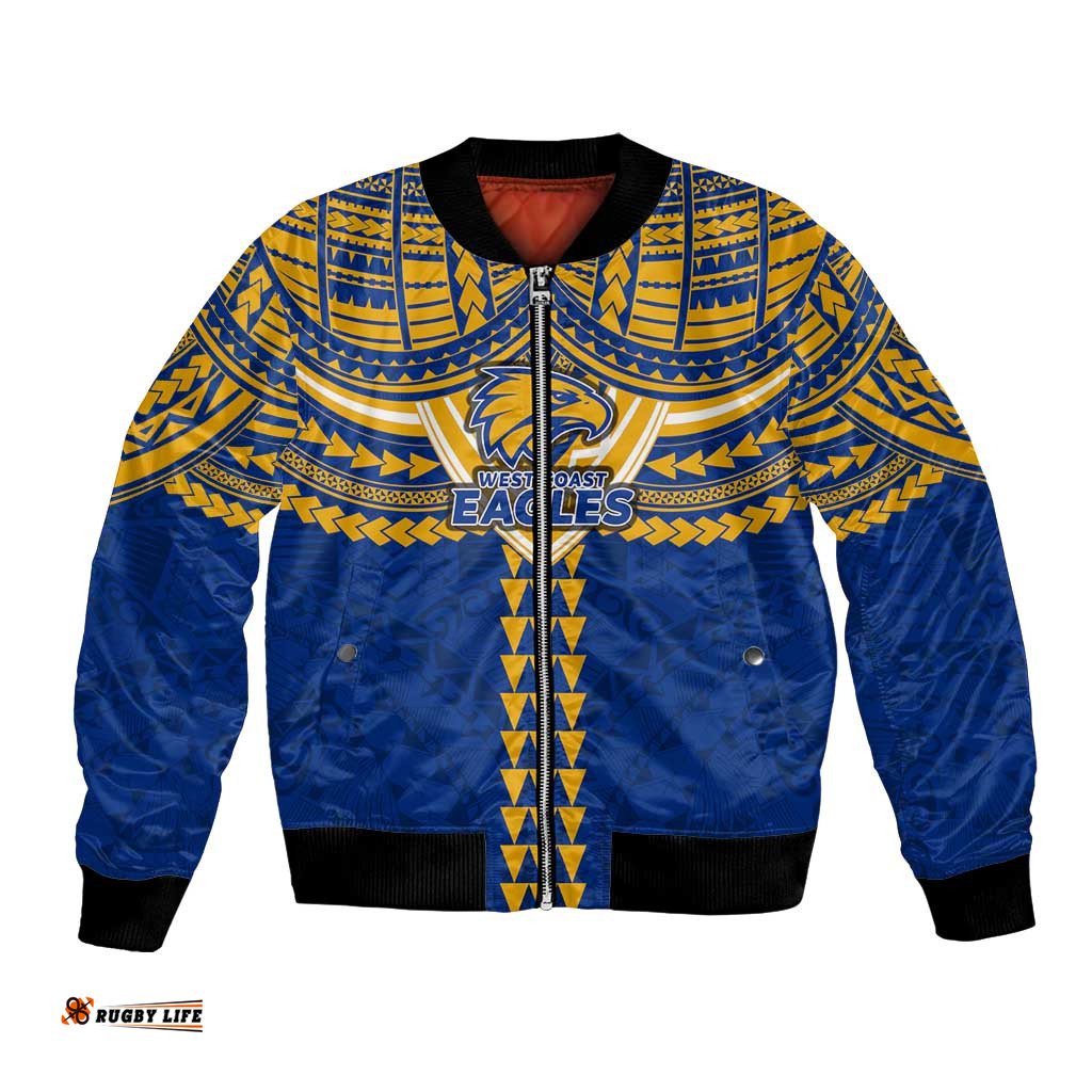 Personalized West Coast Eagles Bomber Jacket Polynesian Tribal Pattern Heritage Football TS04