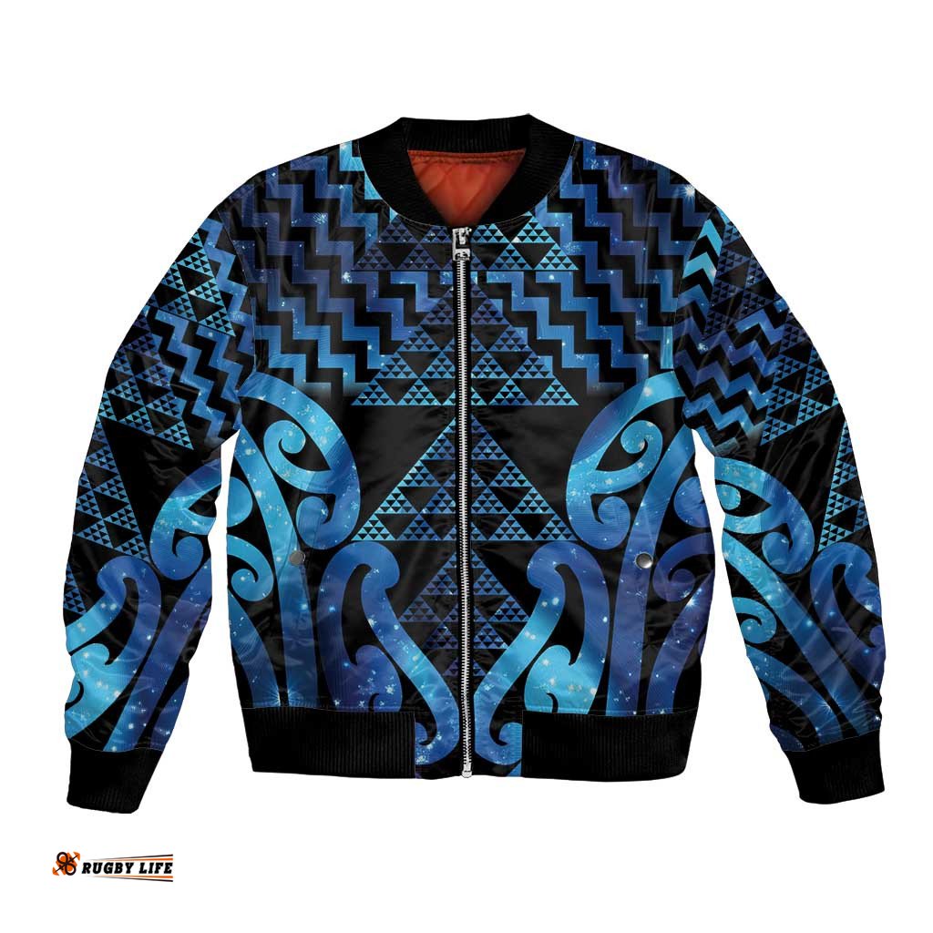 Taniko Motifs Matariki New Zealand Bomber Jacket NZ Niho Taniwha Poutama LT14