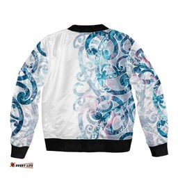 Turquoise Paua Shell Maori Bomber Jacket Koru Kowhaiwhai LT7