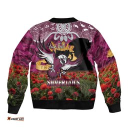 Personalised Sea Eagles Rugby ANZAC Day Bomber Jacket Last Post Poppy We Will Remember Them LT14