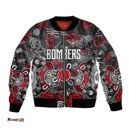 Personalized Essendon Bombers Bomber Jacket Aboriginal Dot Painting Graffiti Style TS04