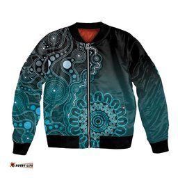Personalised Ovarian Cancer Awareness Bomber Jacket Teal Ribbon Aboriginal Art LT05