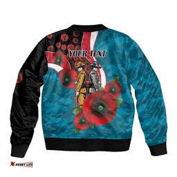 Port Power ANZAC Personalised Bomber Jacket Lest We Forget Poppy Camo LT9